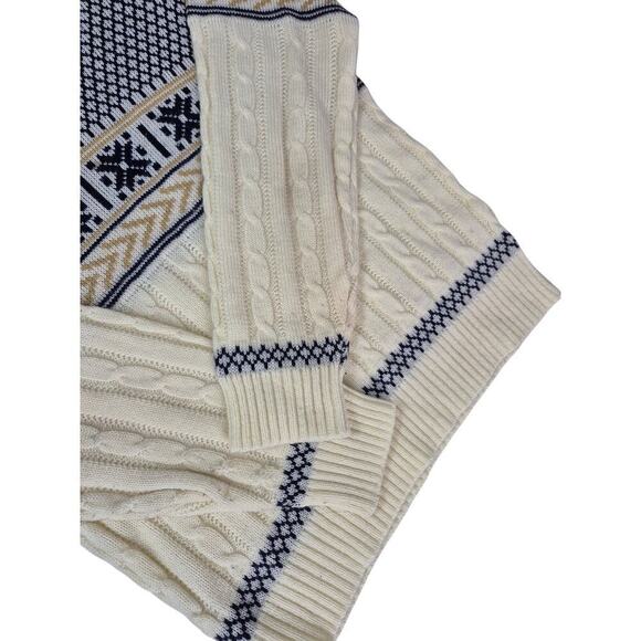 60s JC Penny Classic Styling Sweater The Mens Shop Cream/Blue/Tan Men L Acrylic - Picture 6 of 10